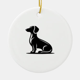 Ornamento De Cerâmica Motivo de Cachorro Simples Silhueta de Cão de Caça