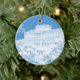 Ornamento De Cerâmica Motivos de Pemberley (Azul e Branco) -