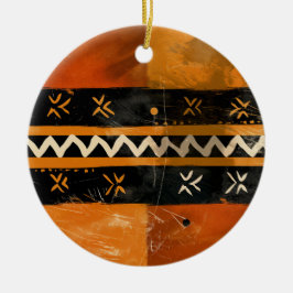 Ornamento De Cerâmica Motivos tribais em tons negros e terrestres