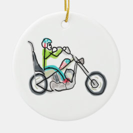 Ornamento De Cerâmica Motocicleta Chopper Stickman