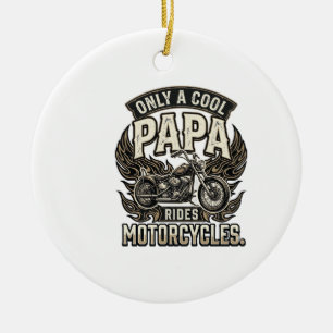 Ornamento De Cerâmica Motocicleta Cool Papa Motociclista Vintage