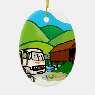 Ornamento De Cerâmica Motorhome rv: Vida pela ponte coberta