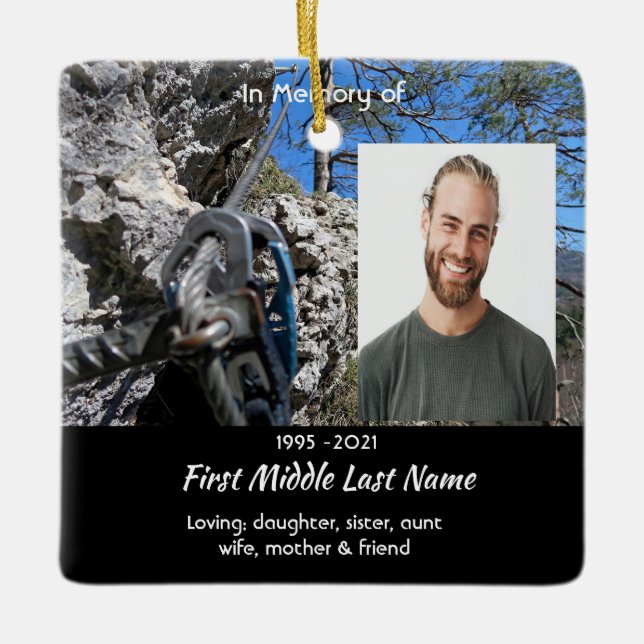 Ornamento De Cerâmica Mountain Rock Climber Memorial Keepsake  (Frente)
