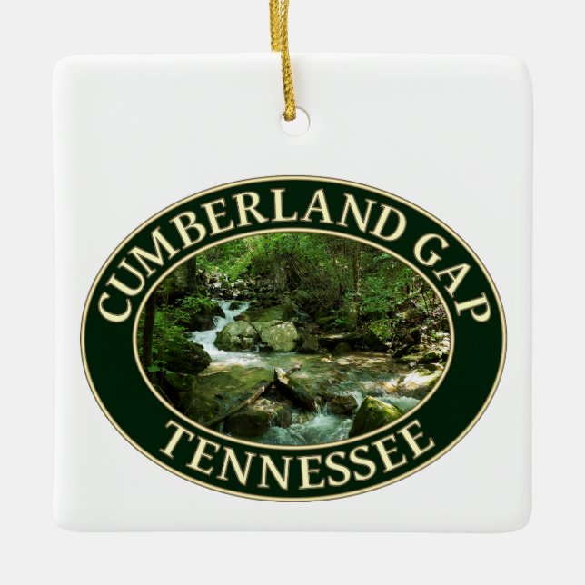 Ornamento De Cerâmica Mountain Stream em Cumberland Gap, Tennessee (Frente)