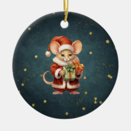 Ornamento De Cerâmica Mouse Feliz de Natal