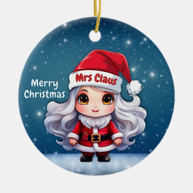 Ornamento De Cerâmica Mrs Claus Santa Hat🤶 🎄 (Frente)