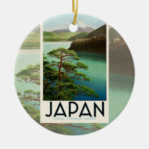 Ornamento De Cerâmica Mt Fuji Japão Poster de viagens Vintage Art