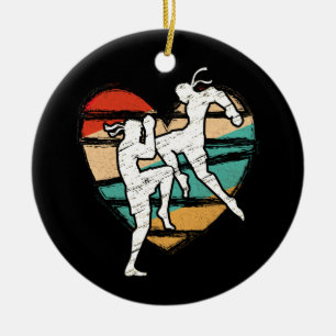 Ornamento De Cerâmica Muay Thai Vintage Design Retro Kickboxer Fighter