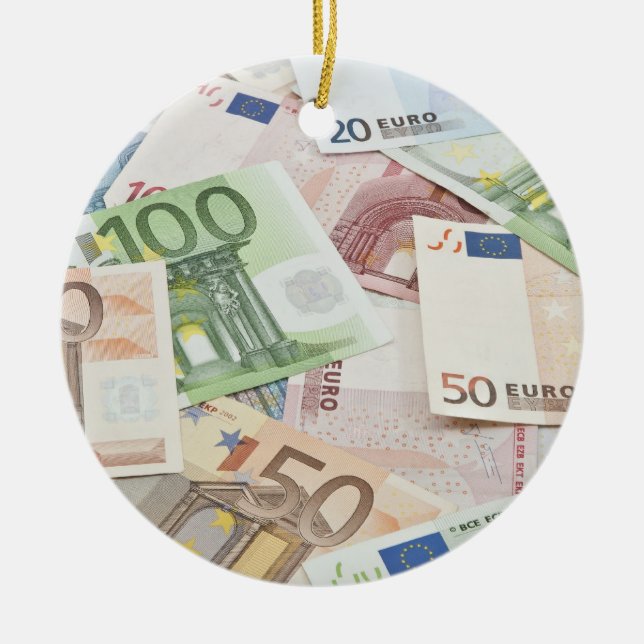 Ornamento De Cerâmica Muitas euro- cédulas (Frente)