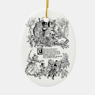 Ornamento De Cerâmica Mulher adulta em uma rima de berçário dos calçados