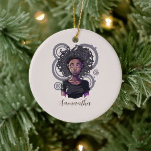 Ornamento De Cerâmica Mulher Afro Mágica