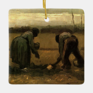 Ornamento De Cerâmica Mulher Camponesa Plantando Batata por Vincent van