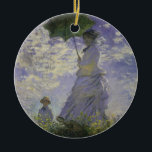 Ornamento De Cerâmica Mulher com Parasol por Claude Monet, Vintage Art<br><div class="desc">O Stroll, Camille Monet e o Seu Filho Jean (Mulher com Parasol) (1875), de Claude Monet, é uma pintura de retrato impressionista de família de artes plásticas. Uma mãe caminhando com seu filho num campo ou num campo de primavera. Ela está segurando um guarda-chuva solar e vestindo um belo vestido...</div>