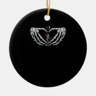 Ornamento De Cerâmica Mulher Do Esqueleto Com Vermelho No Coração Feita 