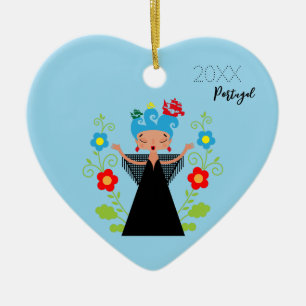 Ornamento De Cerâmica Mulher fada cantora de caravela portuguesa