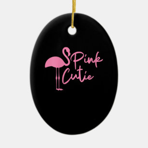 Ornamento De Cerâmica Mulher Gelada Rosa Flamingo Fita rosa Flamingo