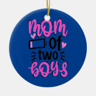 Ornamento De Cerâmica Mulher Mãe de Dois Meninos Mãe de Dois Mãe de 2