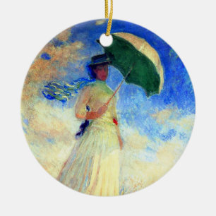 Ornamento De Cerâmica Mulher Monet com Parasol à Direita