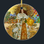 Ornamento De Cerâmica Mulher Ouro Magia Princesa Leo Renascentista<br><div class="desc">Essa imagem mágica de uma princesa renascentista é uma colagem de imagens antigas do passado,  celebrando Leo como um signo astrológico.</div>
