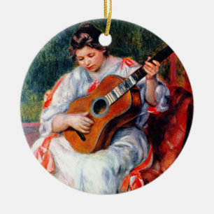 Ornamento De Cerâmica Mulher que joga a guitarra por Pierre Renoir