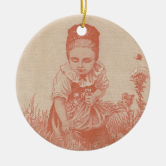 Ornamento De Cerâmica Mulher Reunindo Flores Ephemera