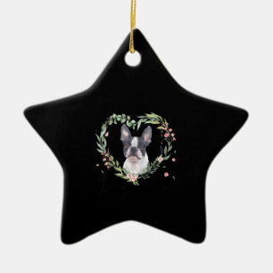 Ornamento De Cerâmica Mulheres Cujam Boston Terrier Mamãe Flower Dog Lo