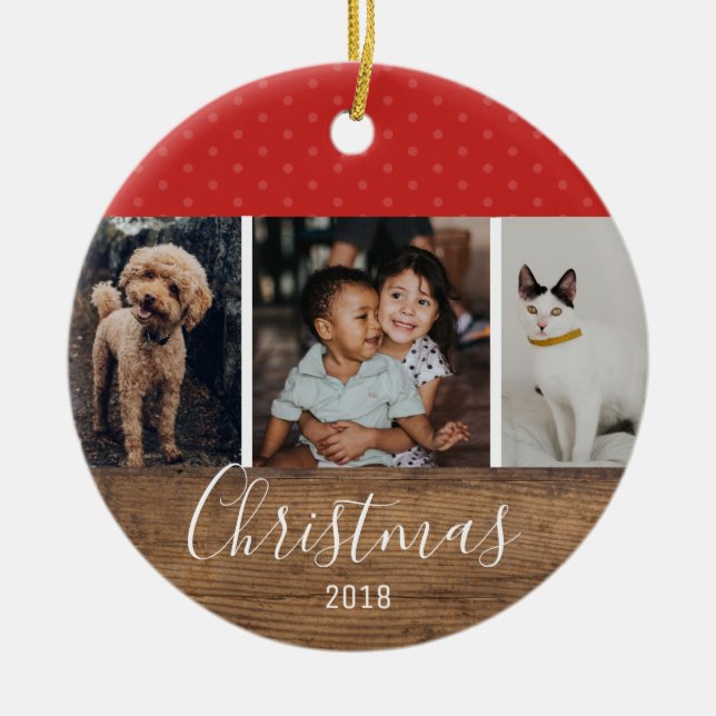 Ornamento De Cerâmica Multifoto Rústica Do Chic Modern (Frente)