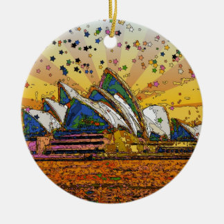 Ornamento De Cerâmica Mundo Psicodélico: Horizonte de Sydney A1