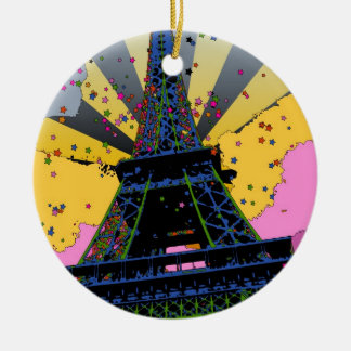 Ornamento De Cerâmica Mundo Psicodélico: Torre Eiffel, Paris França A1
