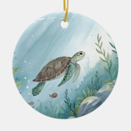 Ornamento De Cerâmica Mundo submarino com tartaruga