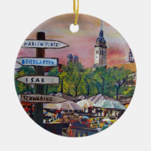Ornamento De Cerâmica Munich Baviera Viktualienmarkt com letreiros