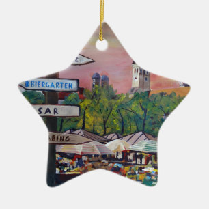 Ornamento De Cerâmica Munich Baviera Viktualienmarkt com letreiros