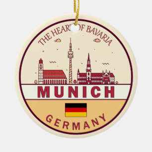 Ornamento De Cerâmica Munich Germany City Skyline Emblem