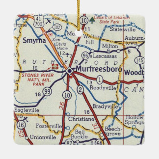 Ornamento De Cerâmica Murfreesboro Vintage Map