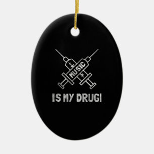 Ornamento De Cerâmica Music Is My Drug - Love Music Straight Edge -