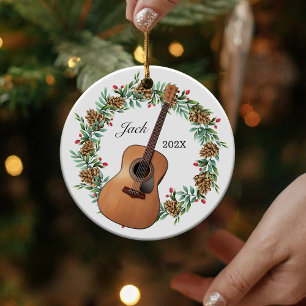 Ornamento De Cerâmica Música Clássica Guitarra Pine de Feno de Natal