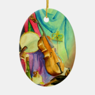 Ornamento De Cerâmica Música da aguarela