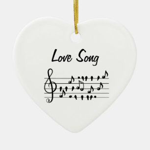 Ornamento De Cerâmica Música de amor, pássaros sentados entre as notas