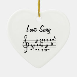 Ornamento De Cerâmica Música de amor, pássaros sentados entre as notas m