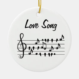 Ornamento De Cerâmica Música de amor, pássaros sentados entre as notas m