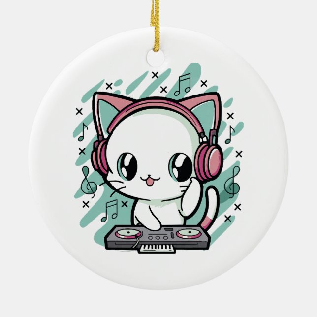Ornamento De Cerâmica música de gato (Traseira)