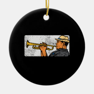 Ornamento De Cerâmica Música de Jazz com Trumpet Retro Trumpet