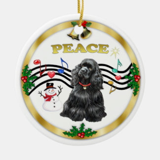 Ornamento De Cerâmica Música de Natal 1 - Cocker Preto
