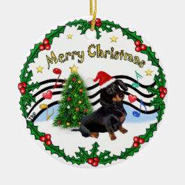 Ornamento De Cerâmica Música de Natal 1 - MC - Dachshund (BT)