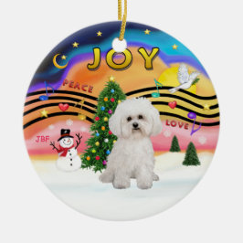 Ornamento De Cerâmica Música de Natal 2 - Bichon Frise 2