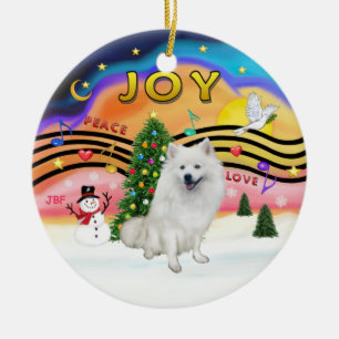Ornamento De Cerâmica Música de Natal - Cão Esquimó Americano