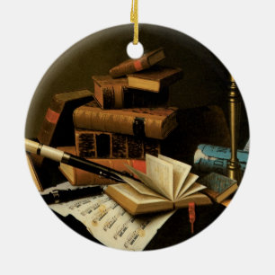 Ornamento De Cerâmica Música e Literatura por William Harnett, Arte Fino