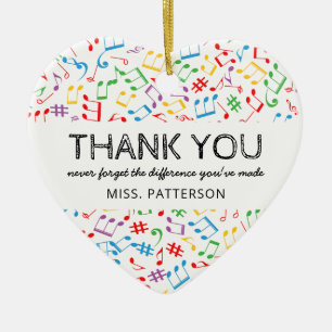 Ornamento De Cerâmica Música Notas Professora Presente no Natal