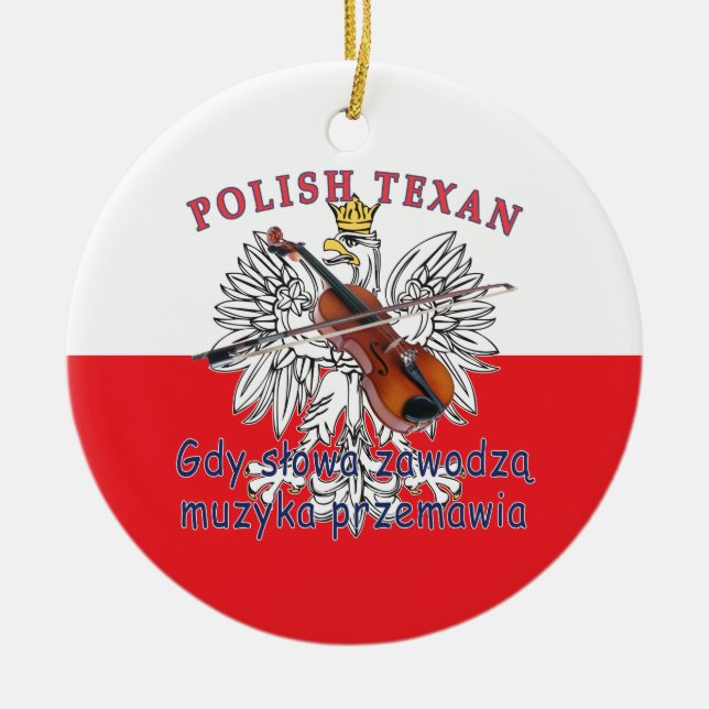 Ornamento De Cerâmica Música Polonesa Texan Eagle Fala (Frente)