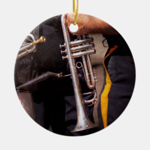 Ornamento De Cerâmica Música - Trompete - Banda marcial policial